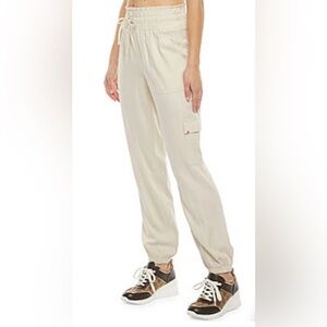 Juicy Womens XL Ivory High Waist Pull On Pebble Cargo Pocket Lightweight Joggers